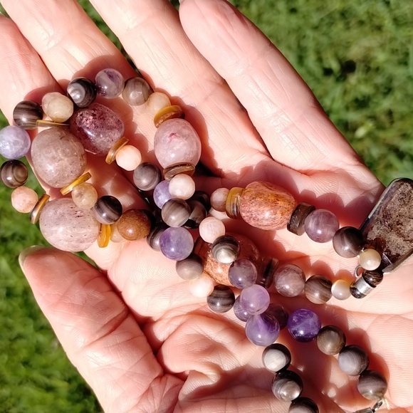 Evil Pawn Jewelry  OOAK Garden Quartz pendant / strawberry quartz amethyst .. - Picture 10 of 14